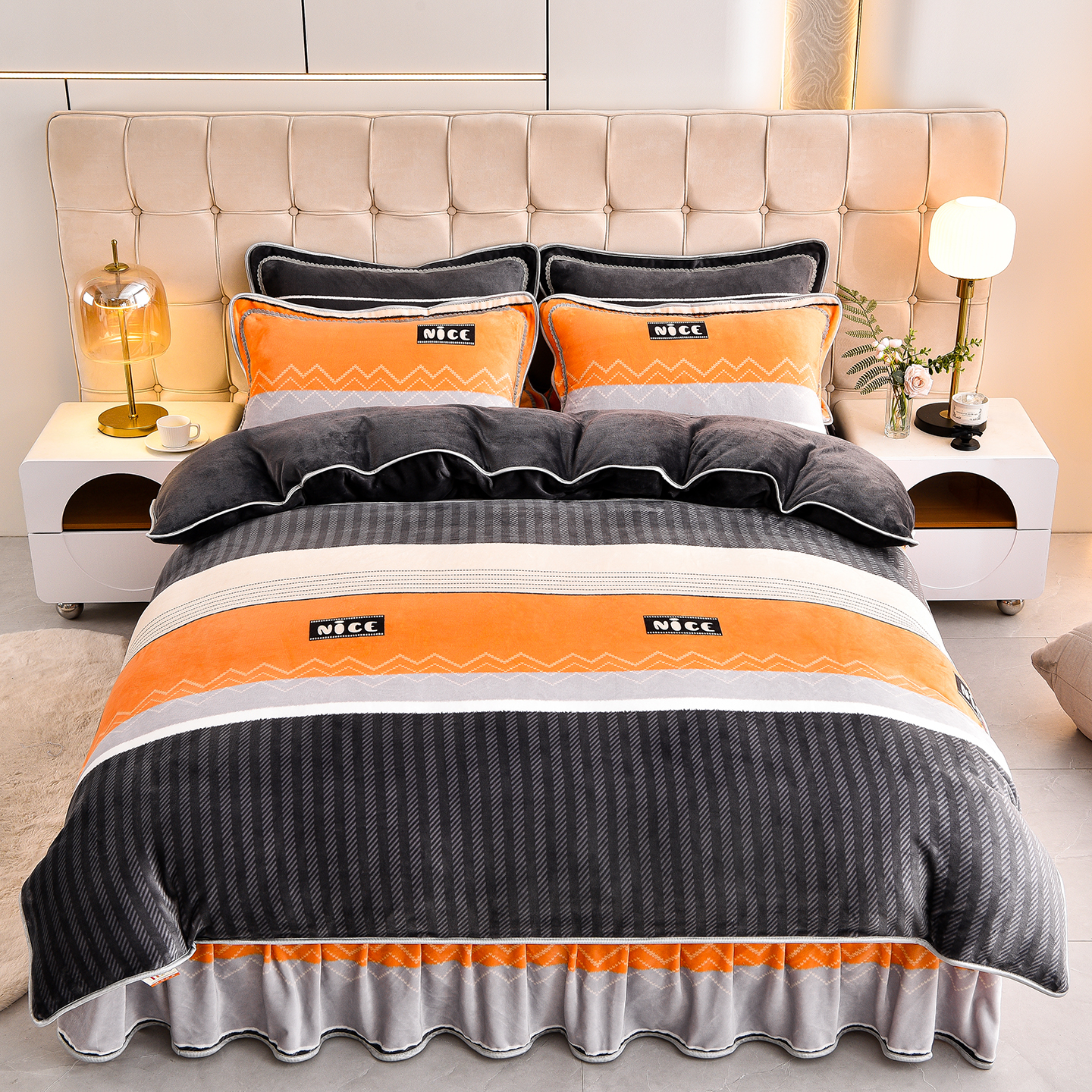 新款加厚牛奶绒四件套防静电秋冬保暖床裙三件套加绒被套床上用品