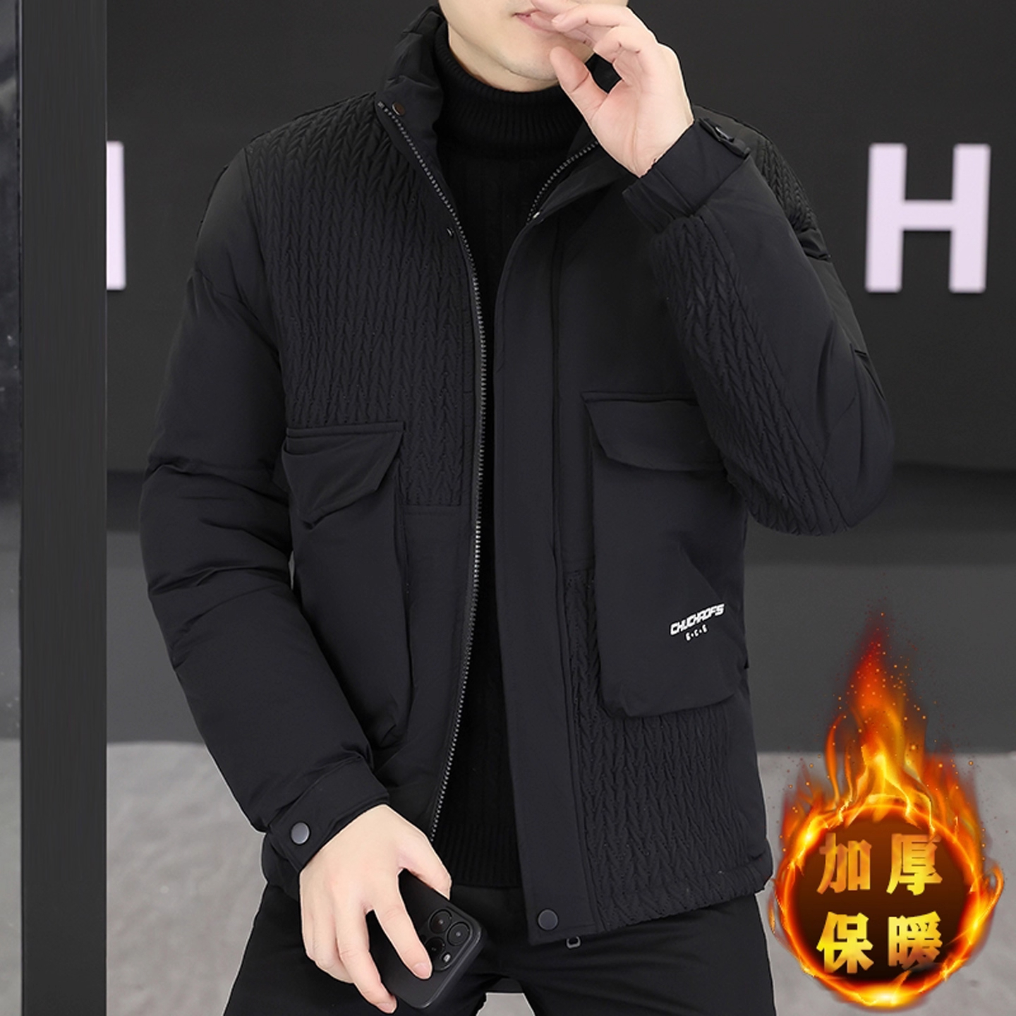 男士棉服外套男款秋冬款潮流立领加厚棉衣男休闲保暖冬装短款棉袄