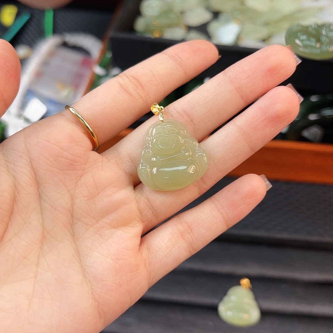 和田玉银S925镶嵌颈饰25冰晴水佛公