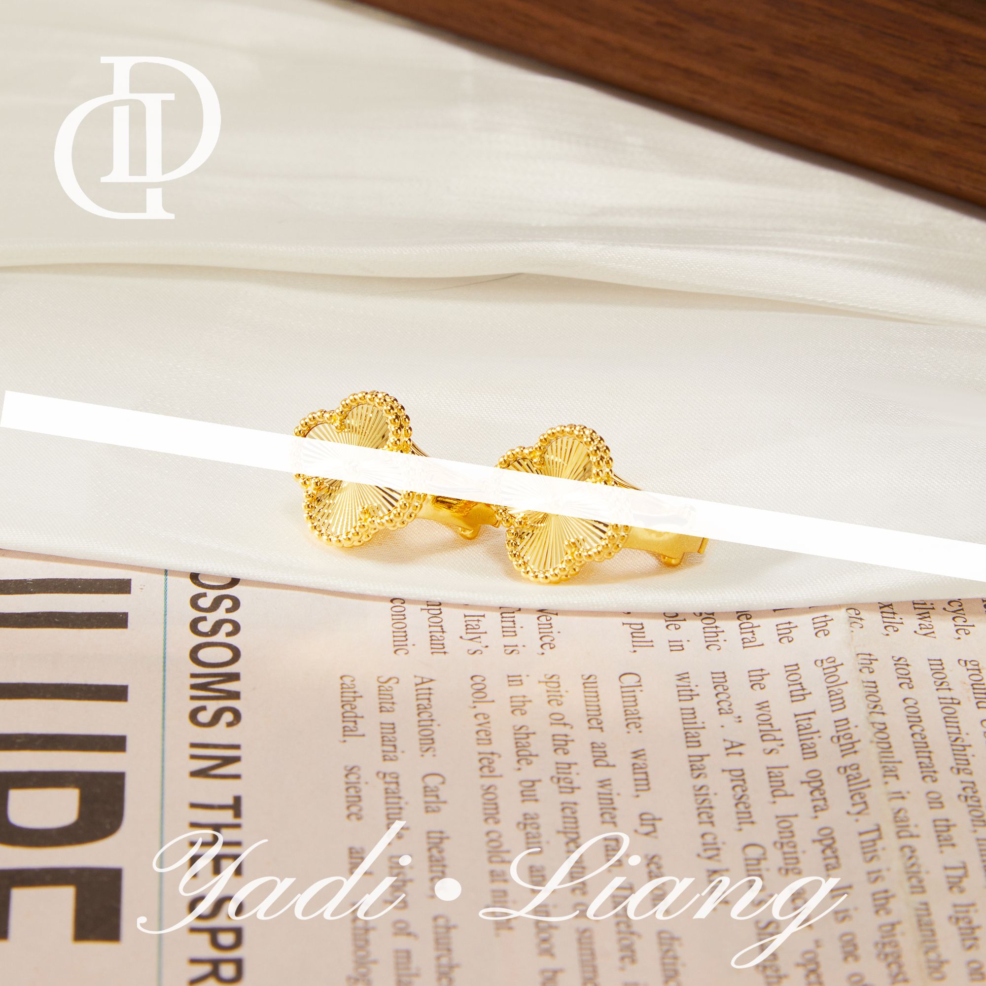 925银耳饰 梁雅帝新品【lucky四叶宝相花】设计感时尚百搭纯银耳饰