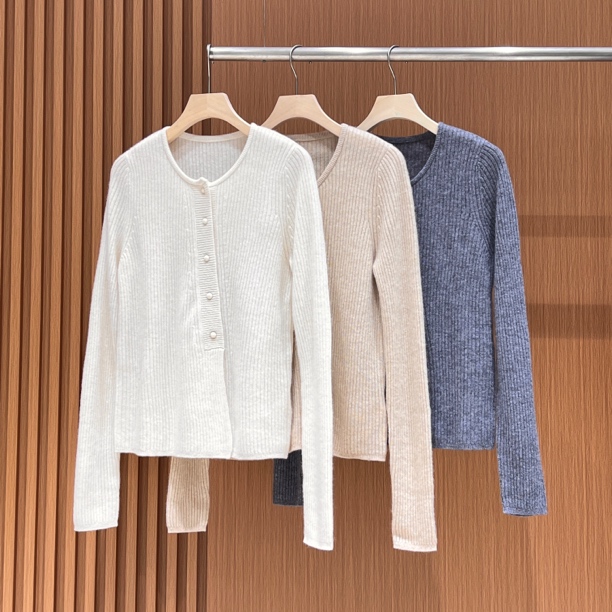 【100%山羊绒】轻奢显瘦针织百搭圆领秋冬气质8613休闲纯色上衣