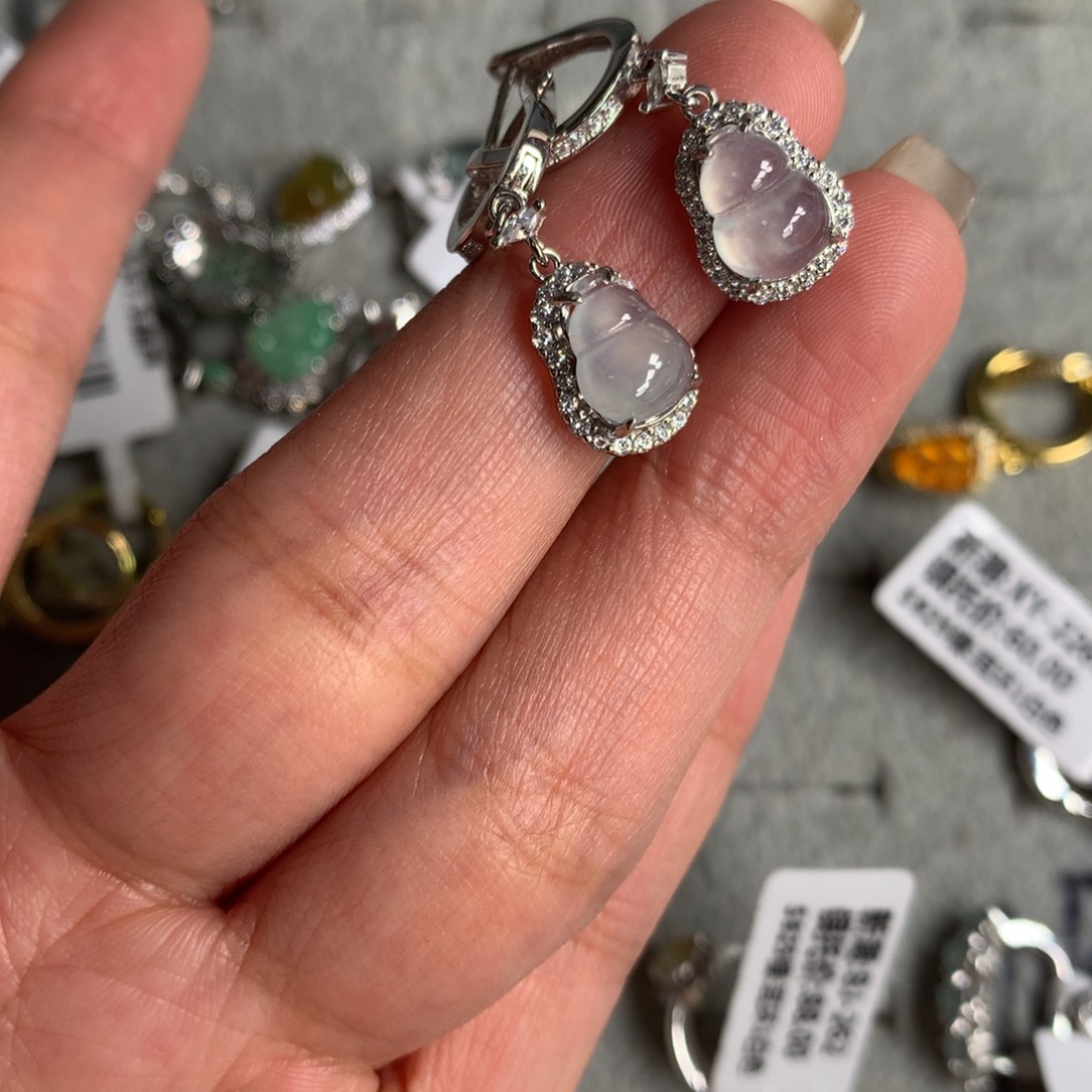 那***事翡翠银S925镶嵌耳饰耳钉