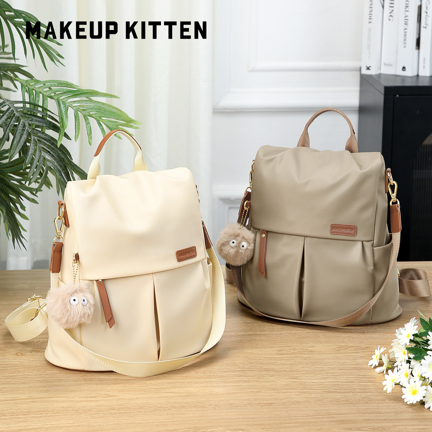 MAKEUP KITTEN新款时尚百搭双肩包女旅游轻便大容量通勤出行女包