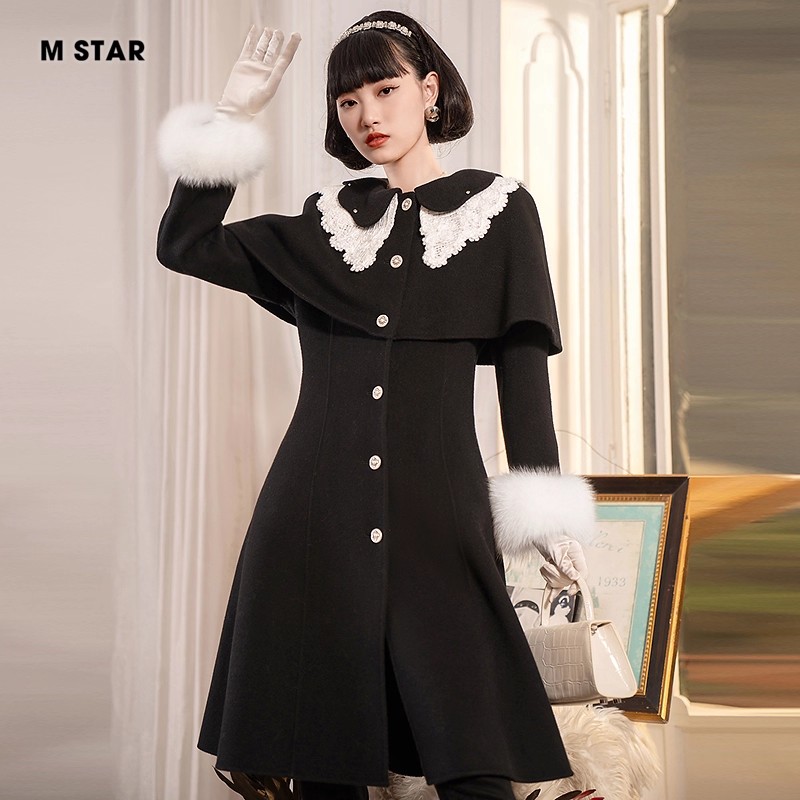 M-Star冬季精致100%绵羊毛双面呢大衣外套女 SEEG143554