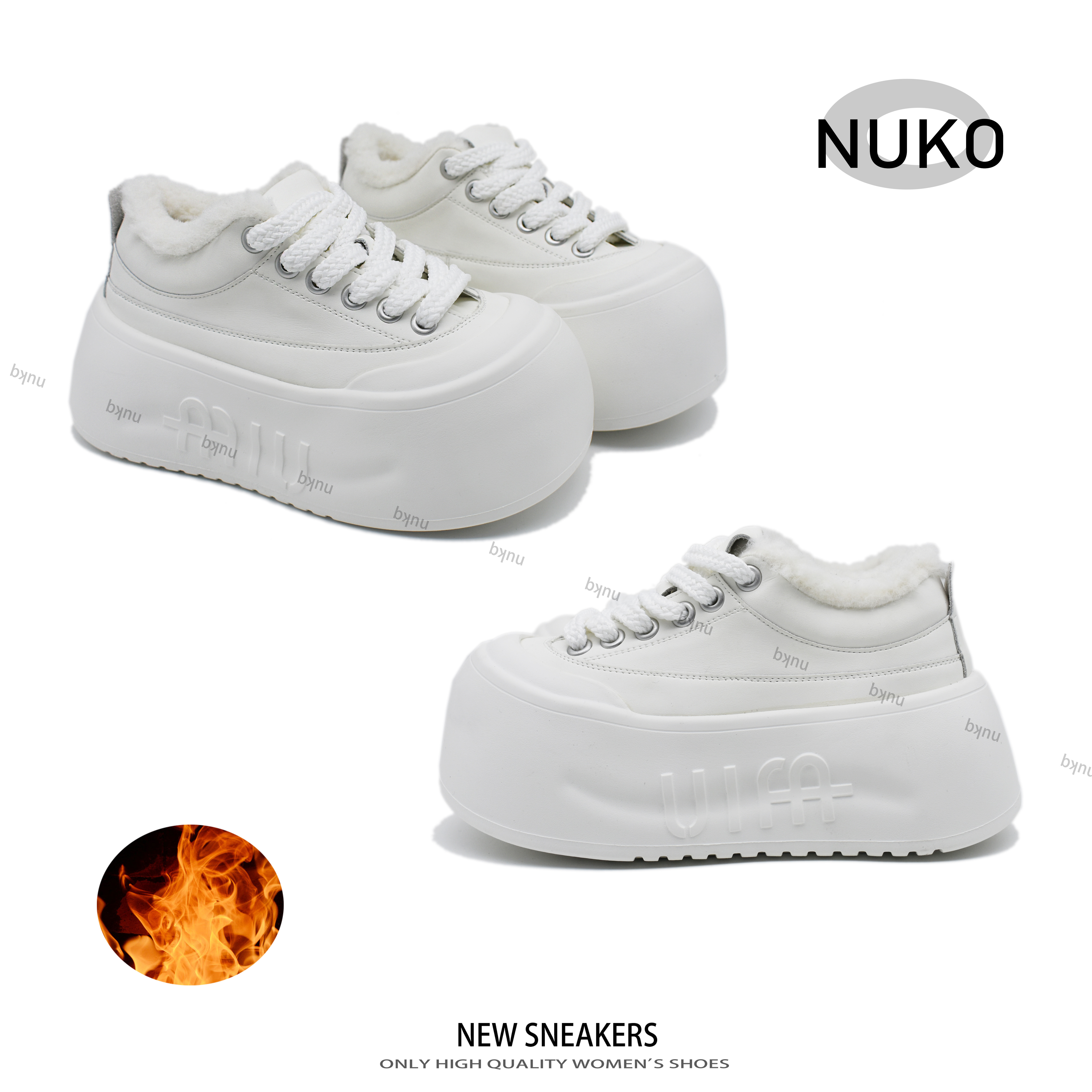 白小白【NUKQ】  高跟厚底 时尚百搭厚底小白鞋