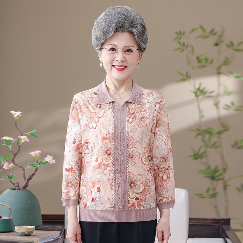 中老年洋气女装冰丝体恤夏季妈妈装短袖t恤奶奶装夏装T恤小衫薄款