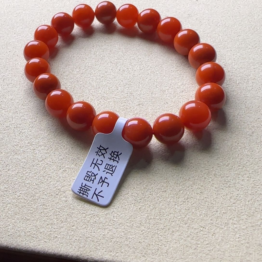 南红玛瑙手链未镶嵌9-9.5mm冷水河