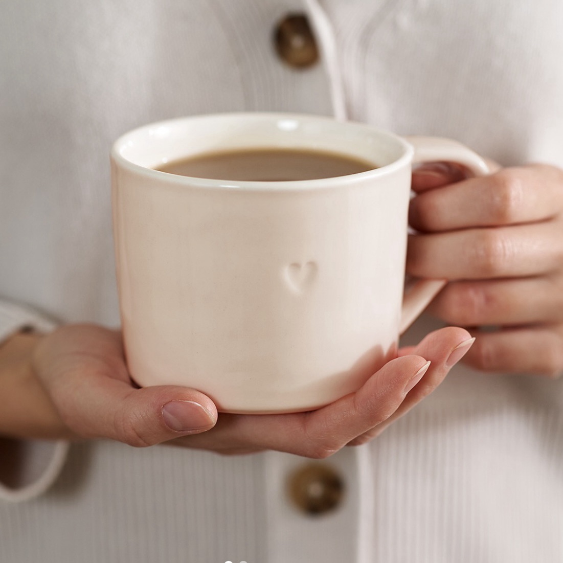 【美好的】外贸《一杯爱心》手工马克杯450ml白色创意B5789