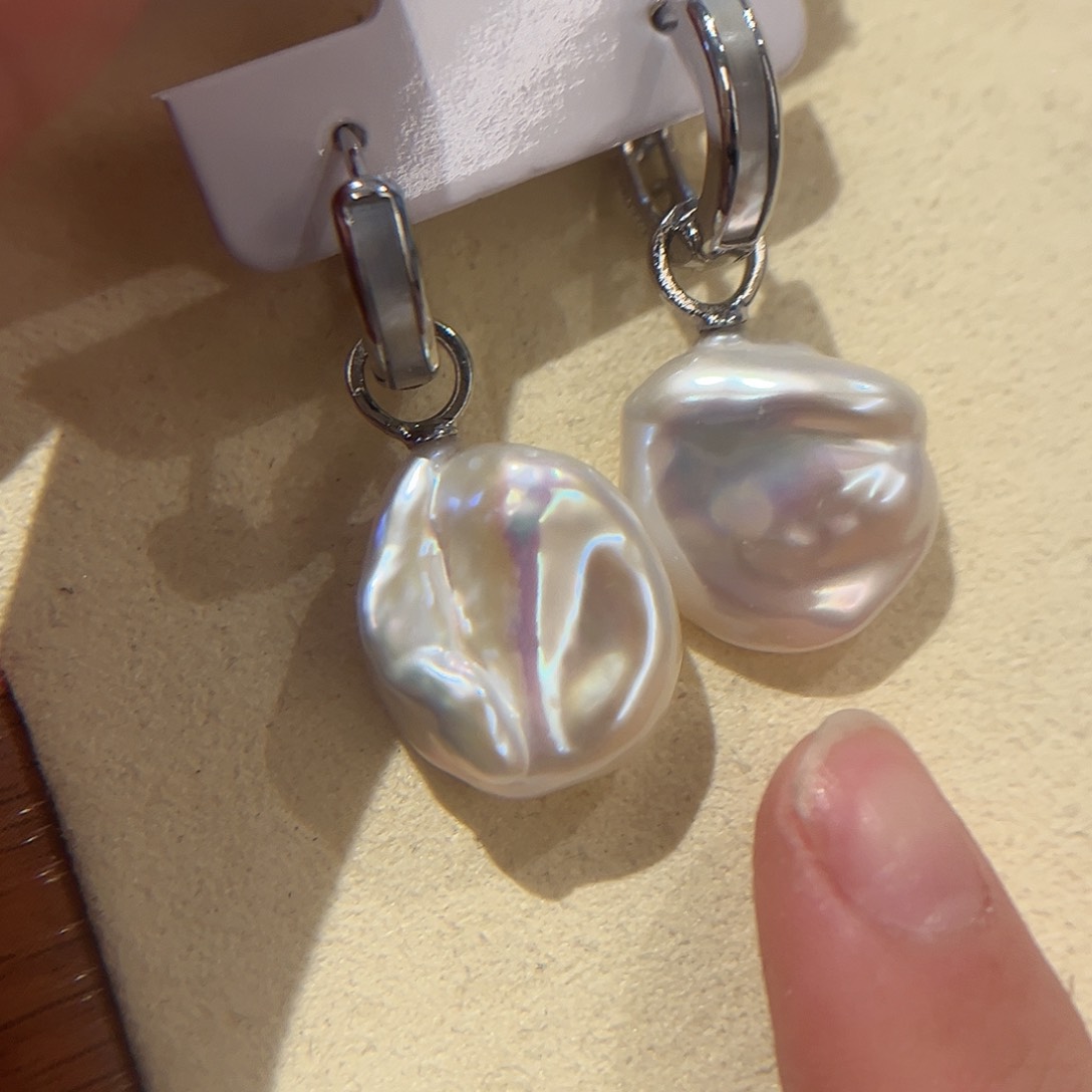 合金淡水珍珠耳饰