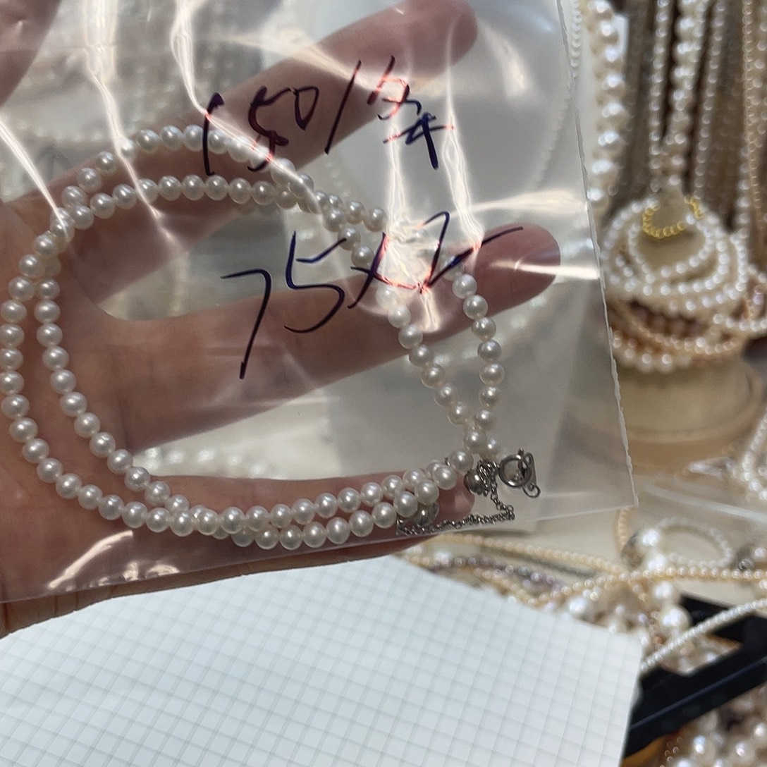 然***乐淡水珍珠银S925镶嵌颈饰