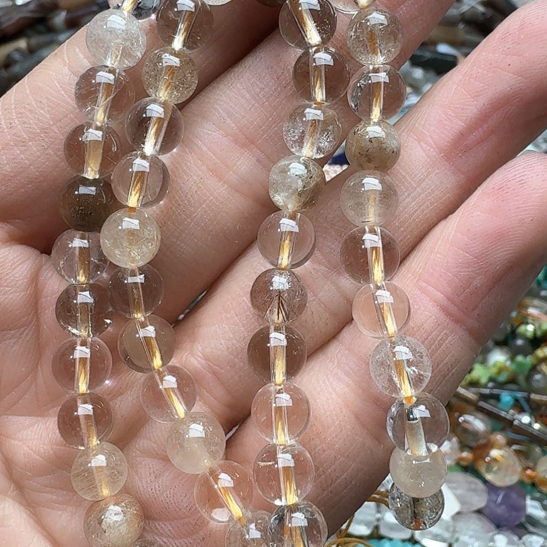 玛瑙/玉髓未镶嵌珠宝半成品一条6mm金发晶