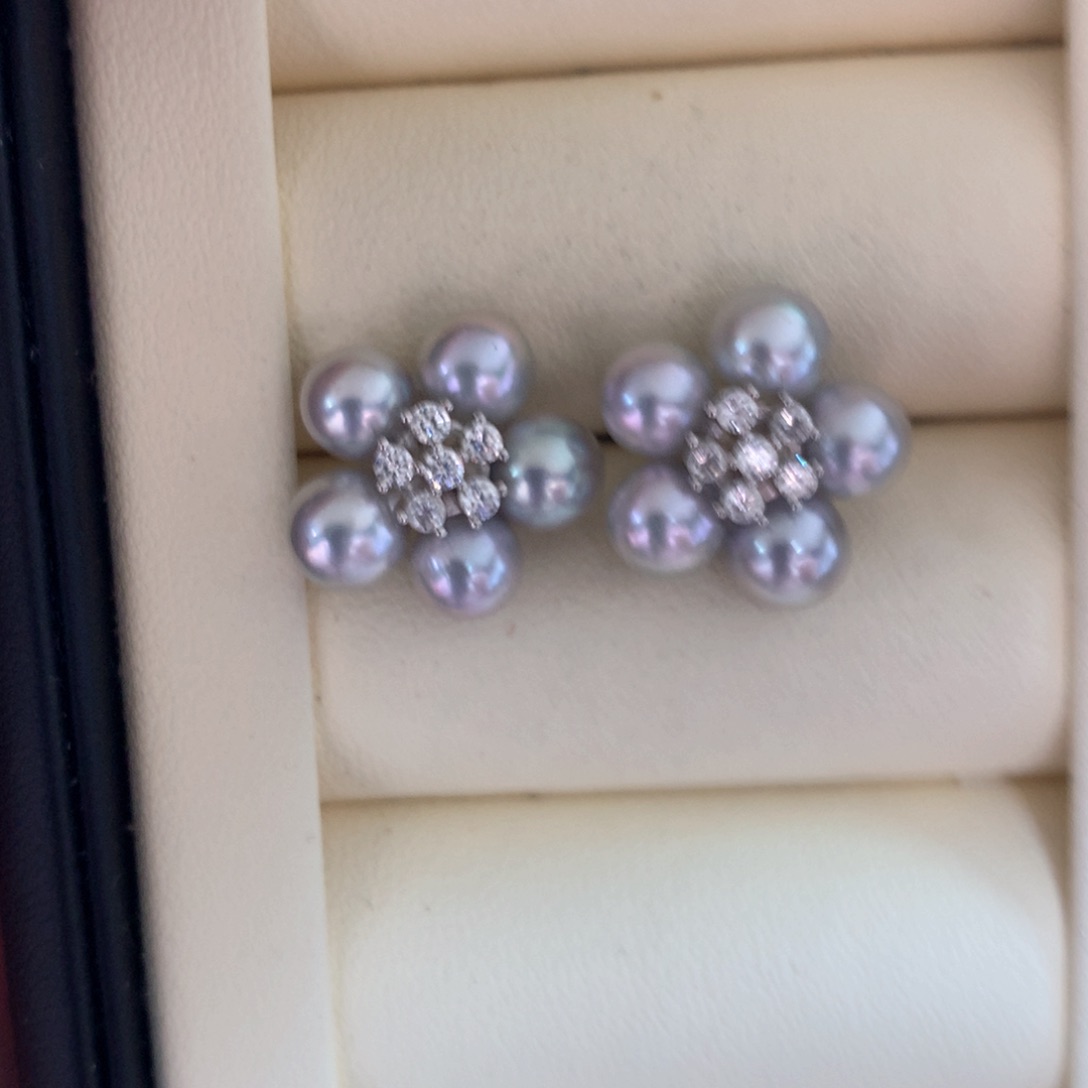 海水珍珠耳饰银S925镶嵌