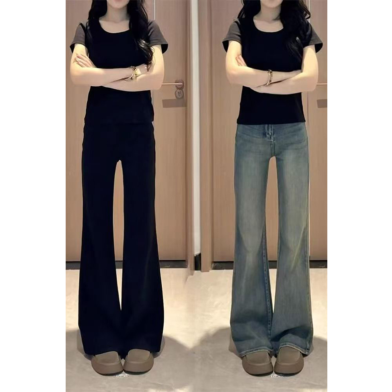 【现货+运费险+送腰带】秋冬新款微喇牛仔裤女高腰弹力修身显瘦胖mm