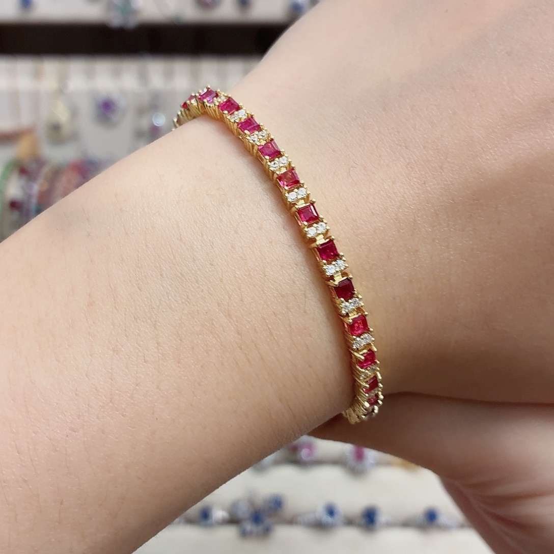 手链银S925镶嵌红宝石