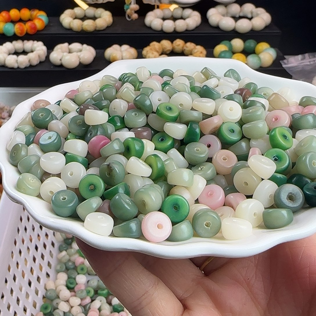 菩提根/象牙果手串微瑕卡9蜜桃多宝小肠500颗