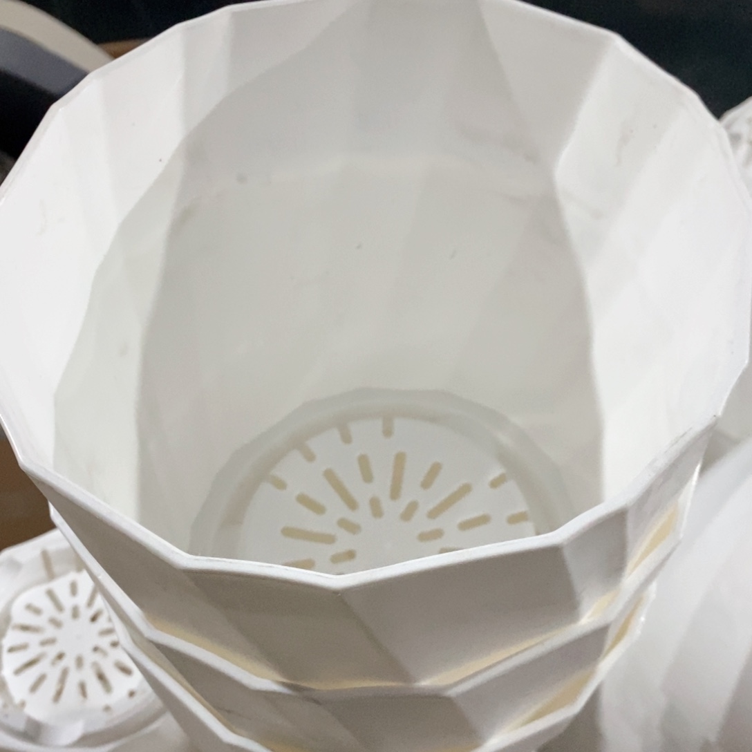 树脂4个雅典盆白色微瑕无托