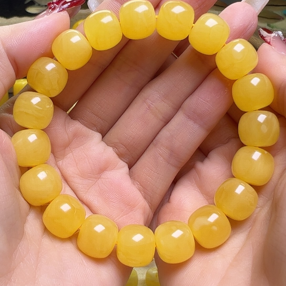 蜜蜡未镶嵌珠宝奇石11.5mm鸡油黄老型