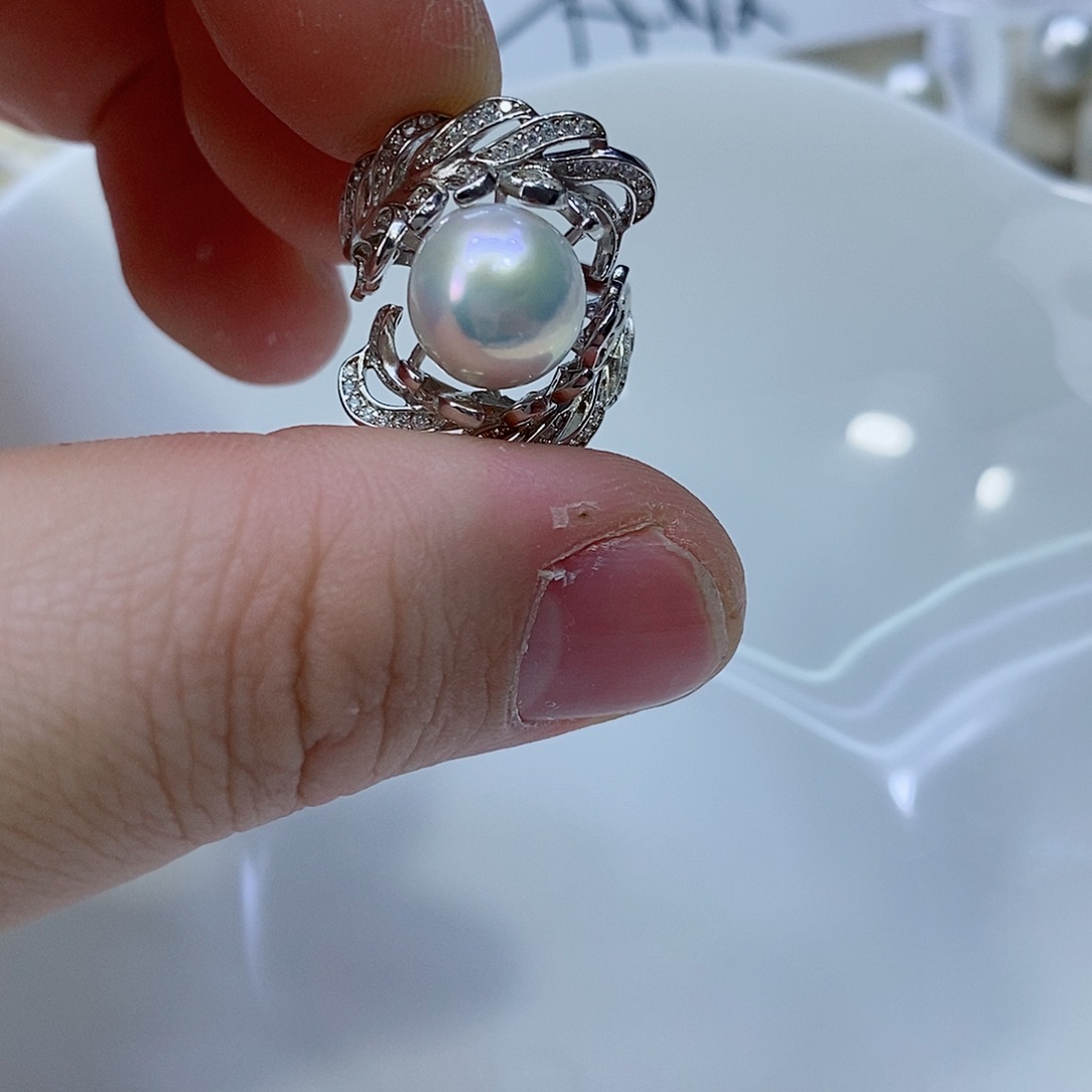 淡水珍珠戒指银S925镶嵌