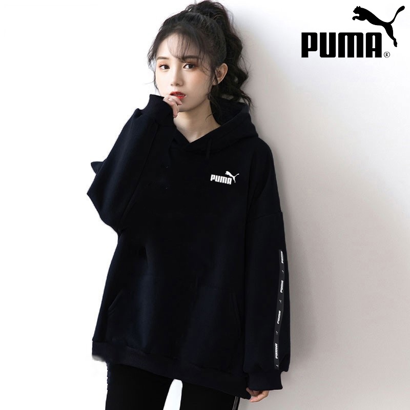 彪马卫衣男女同款2025春季新款运动服连帽黑色套头衫849590-01
