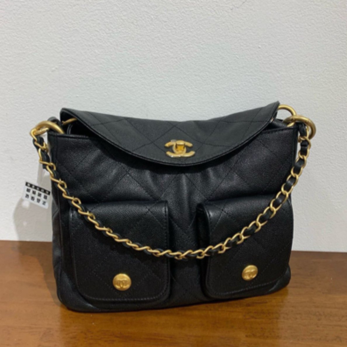 99新 Chanel/香奈儿 25P黑金牛hobo嬉皮包 小号单肩斜挎包