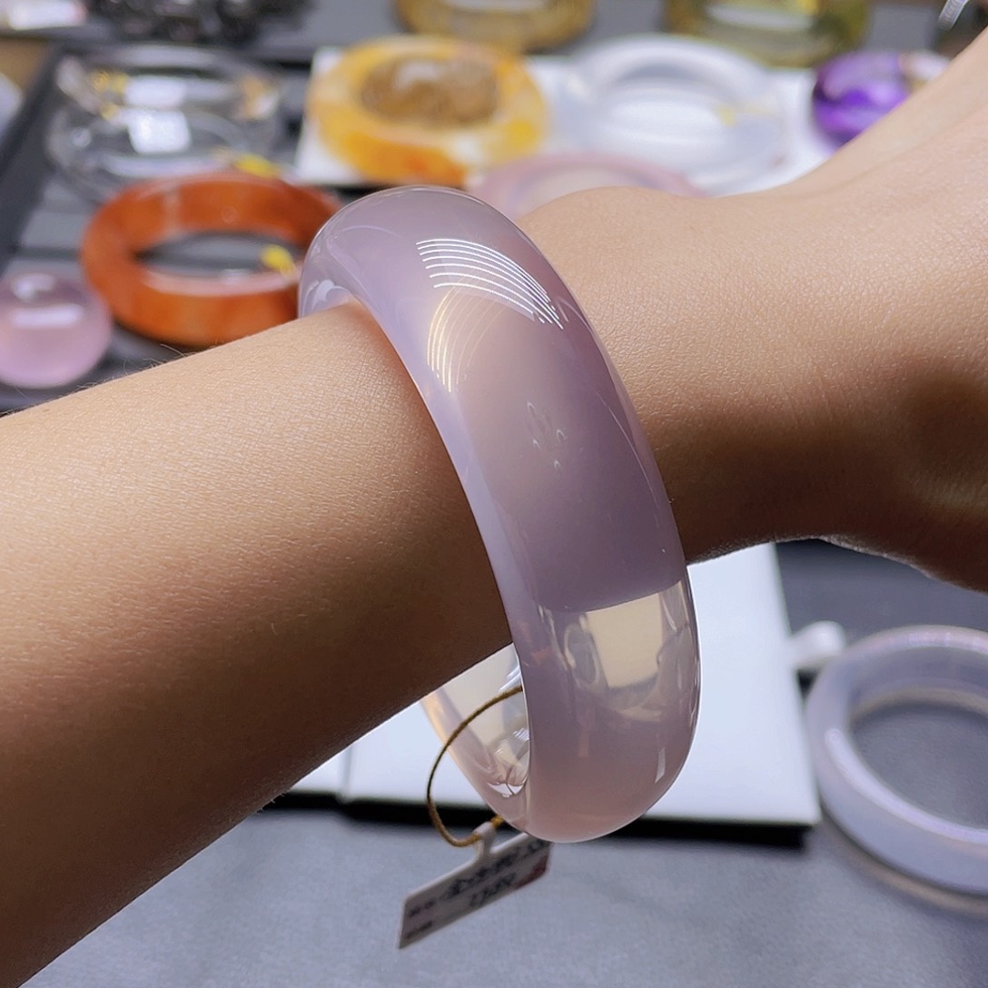 水晶手镯未镶嵌天然金沙粉水晶高货56圈