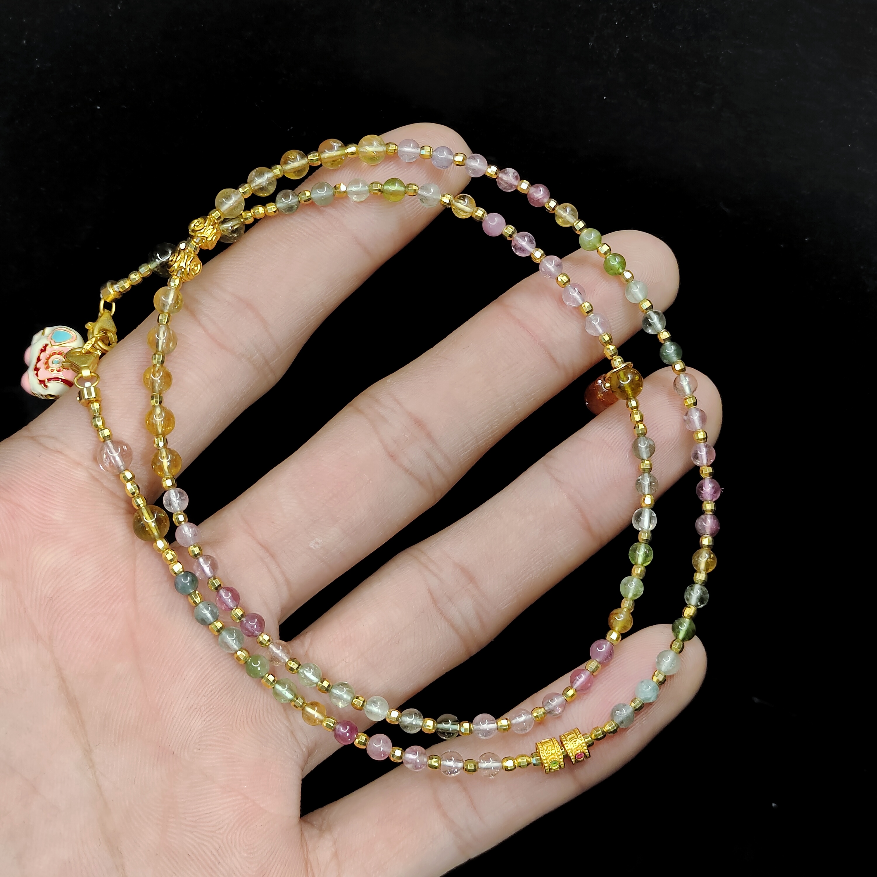 【老三珠宝】925银碧玺DIY女神链YC13【多样性发其一】约4mm