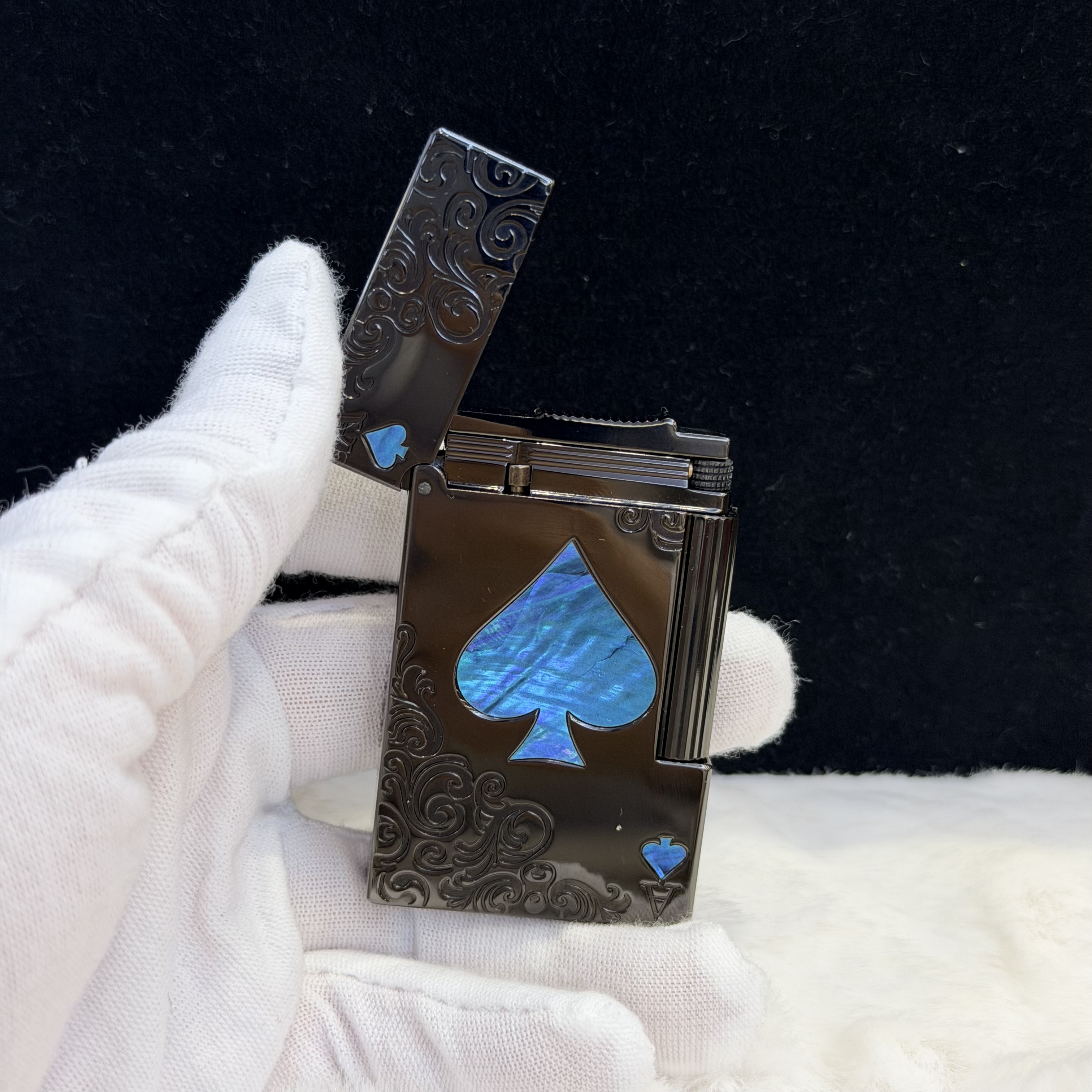 轻奢限量彩贝充气打火机钢音黄铜侧滑点火单火火焰设计