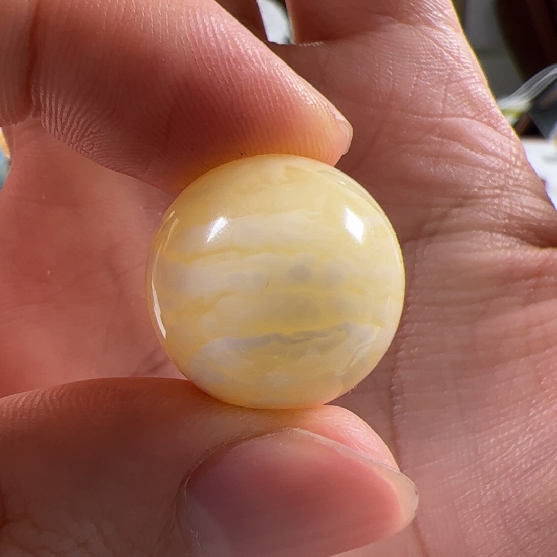裸石蜜蜡未镶嵌19.8mm乌料白蜜虎皮千层雪圆珠tt