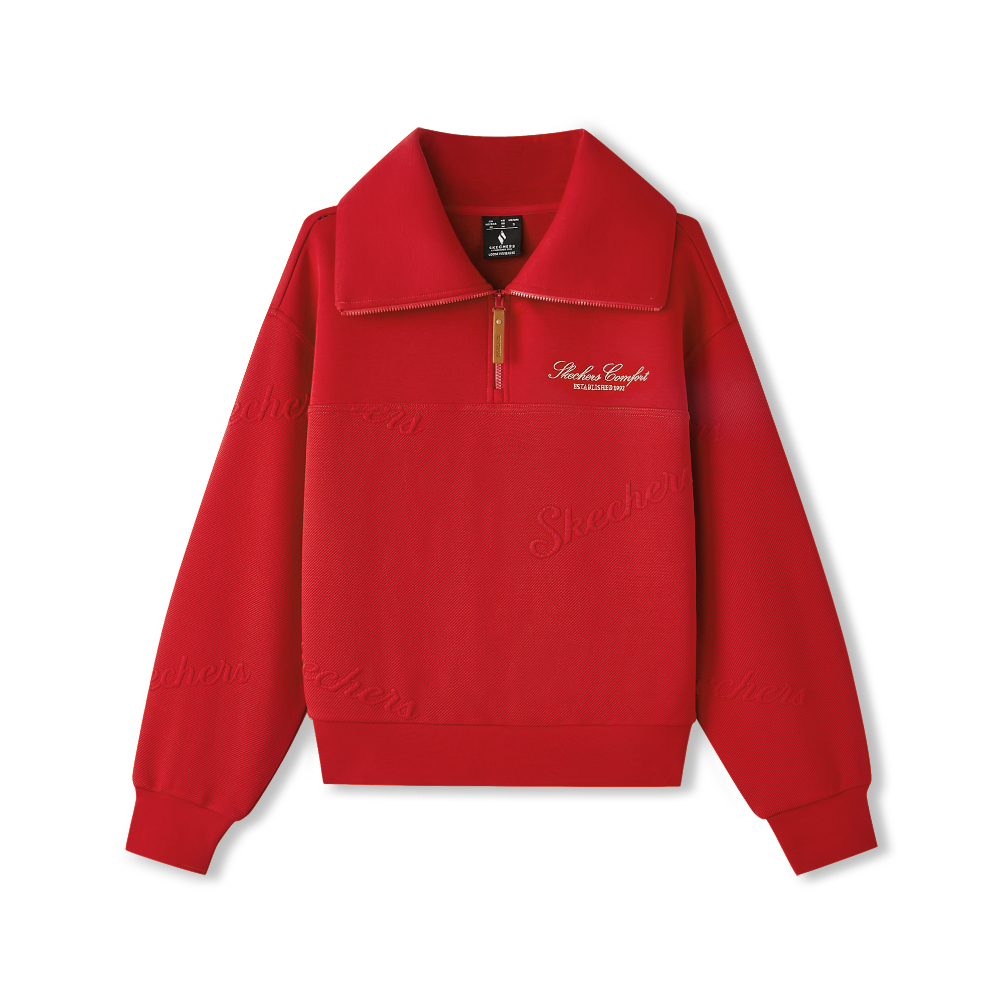 【新年款】斯凯奇女款上衣百搭拼接半开领套头长袖卫衣L126W007