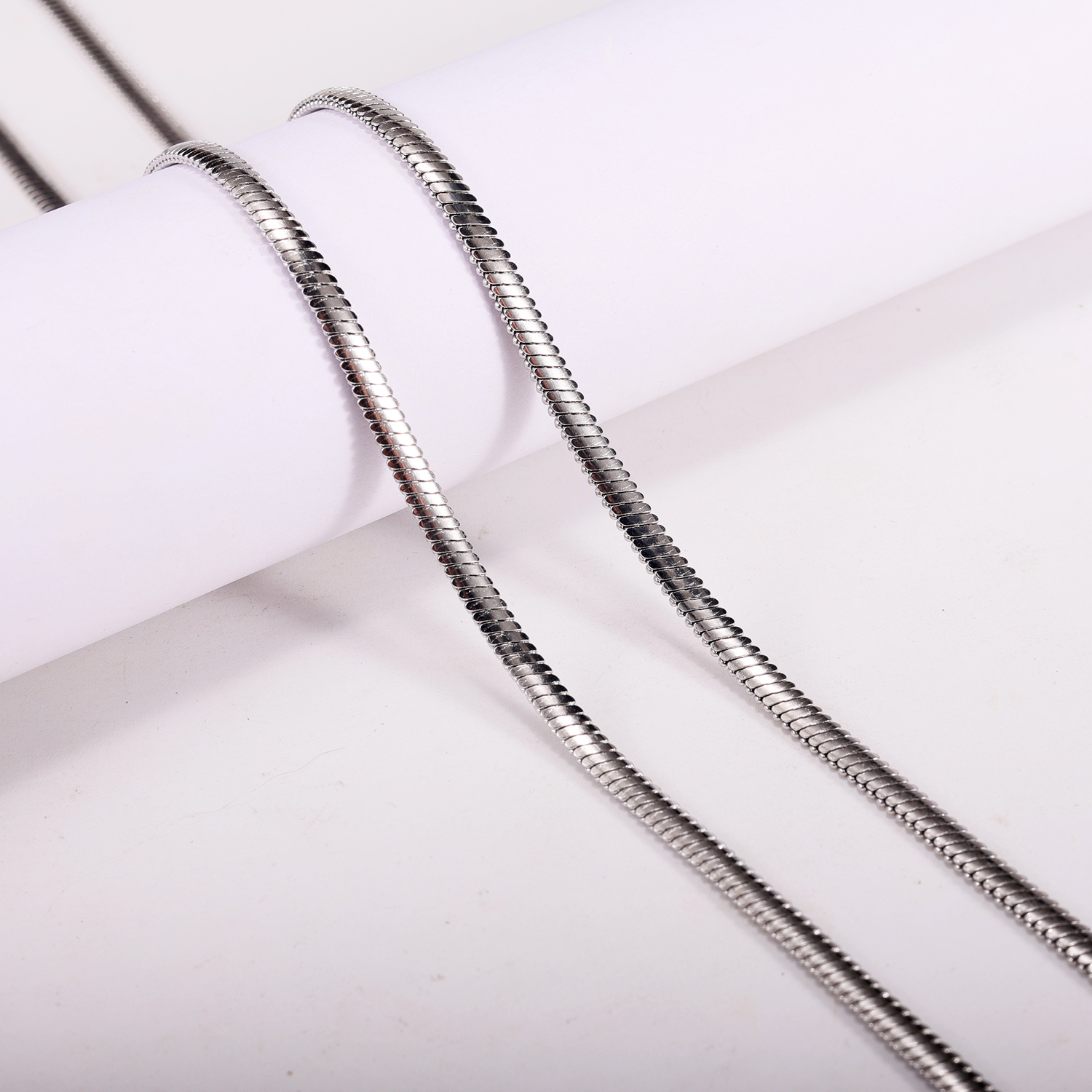 本色织链 不锈钢项链 马蹄链3.8宽手工时尚百搭简约基础个性银色