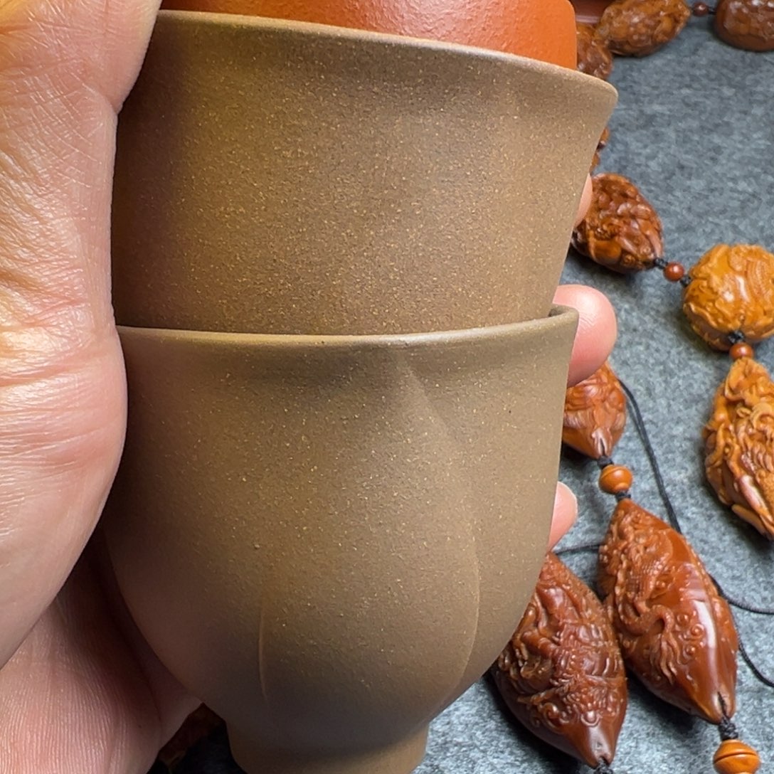 泥塑紫砂壶 茶具4个