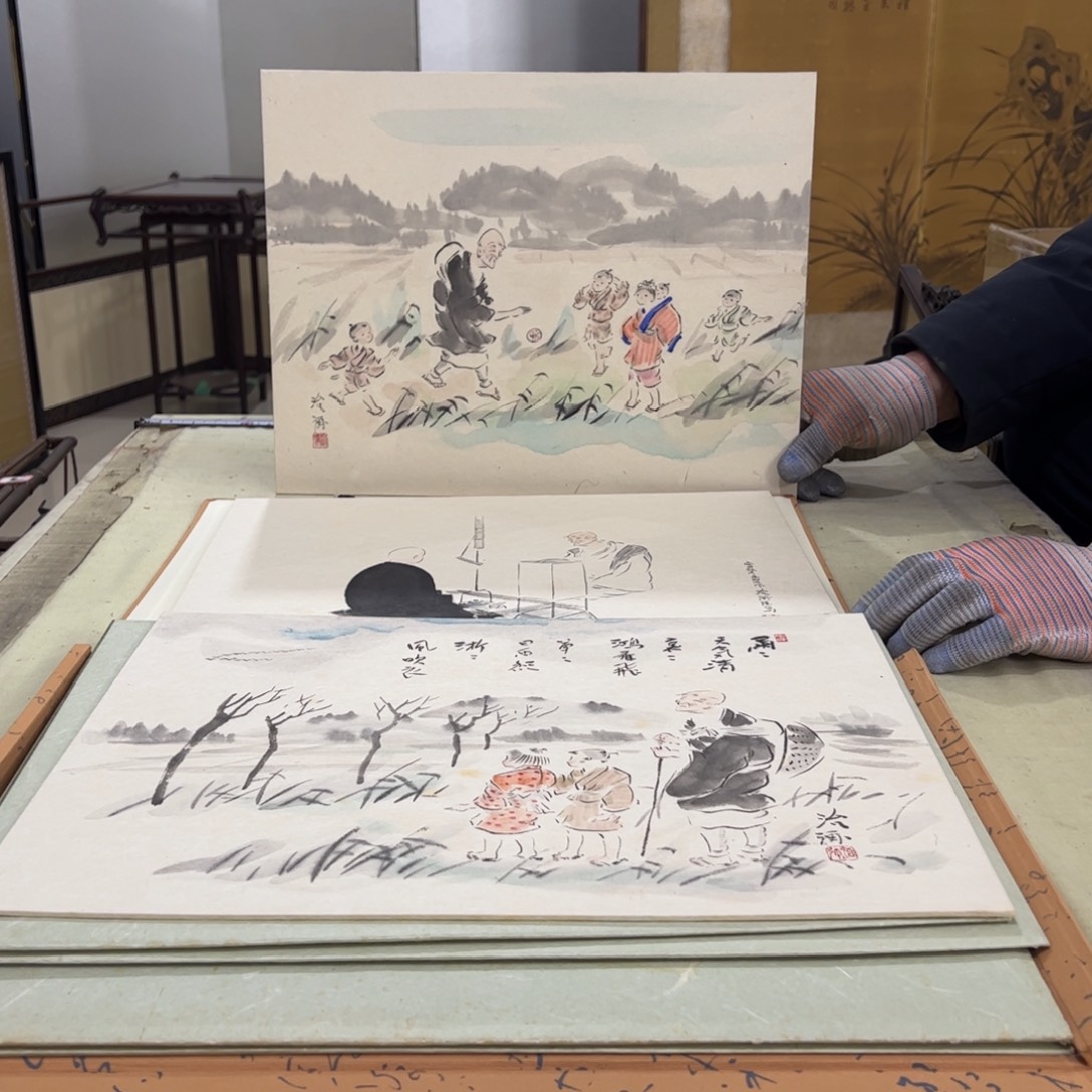 W***7绘画屏风框画茶空间设计