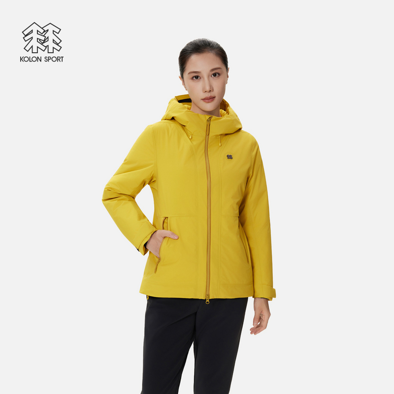 KOLON SPORT可隆羽绒衣防风透湿女士连帽防水夹克冲锋衣2级