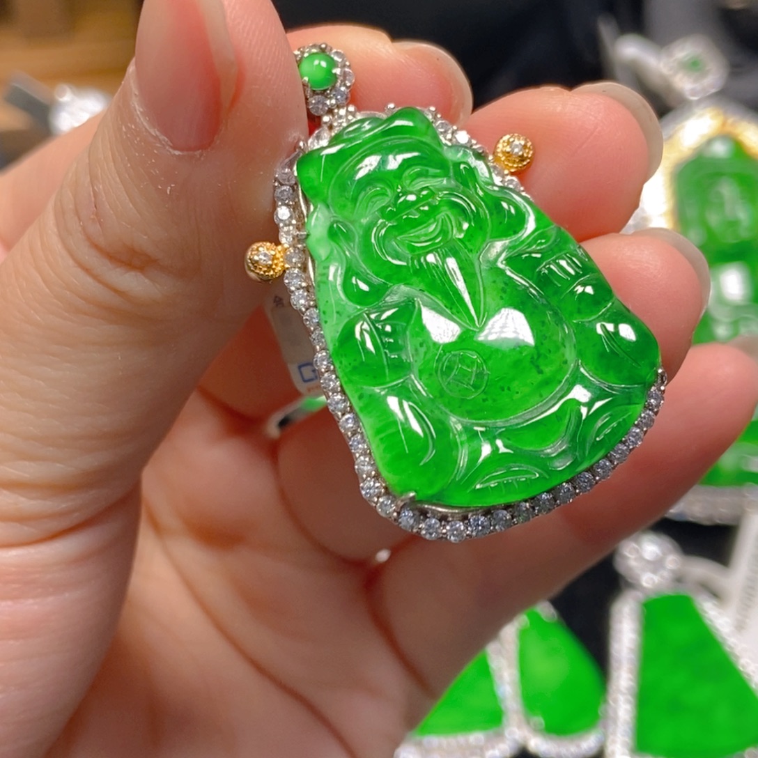 翡翠银S925镶嵌吊坠(不含链)