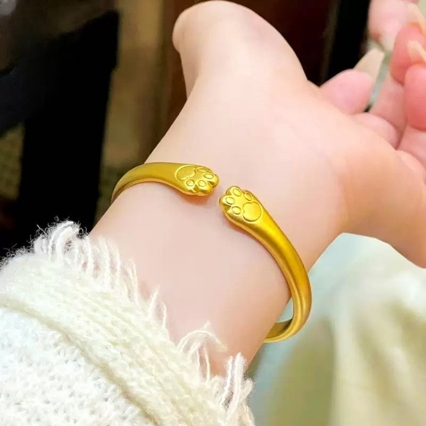 铜合金手镯 【猫爪手镯】时尚百搭实心开口