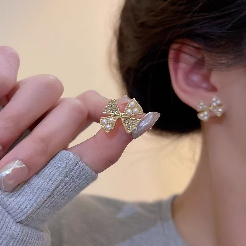 合金耳饰 新款高级蝴蝶结耳环气质（127）简约小众韩国个性时尚耳饰