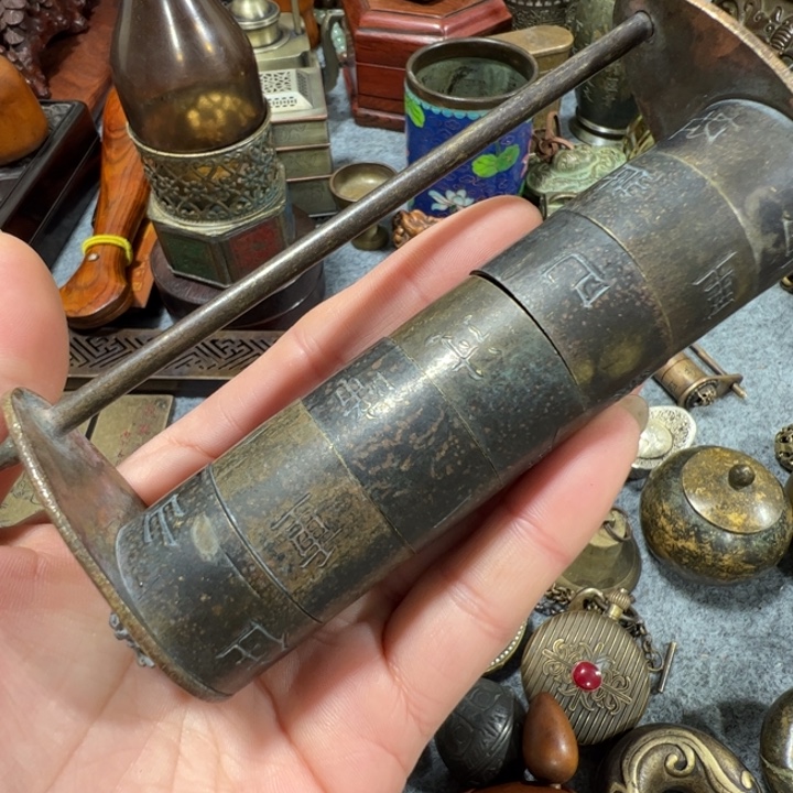 倾***！摆件杏核铜锁品像好器型好