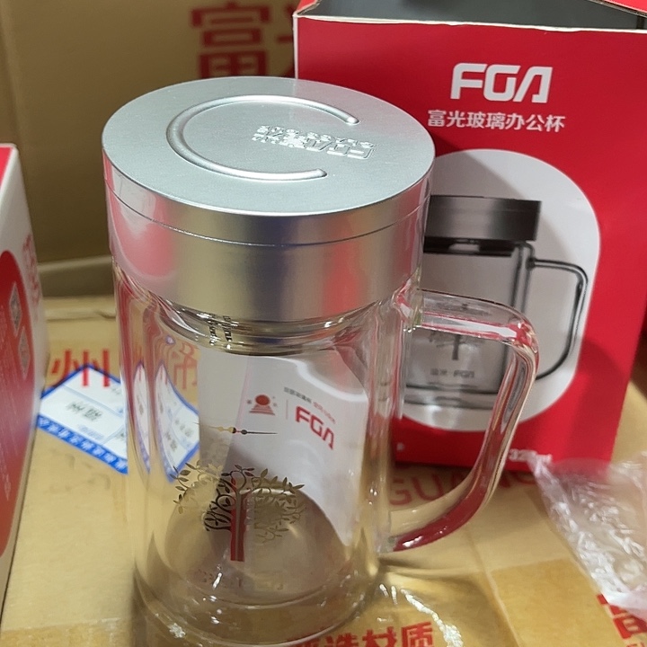 茶隔款玻璃富光把手杯塑料盖