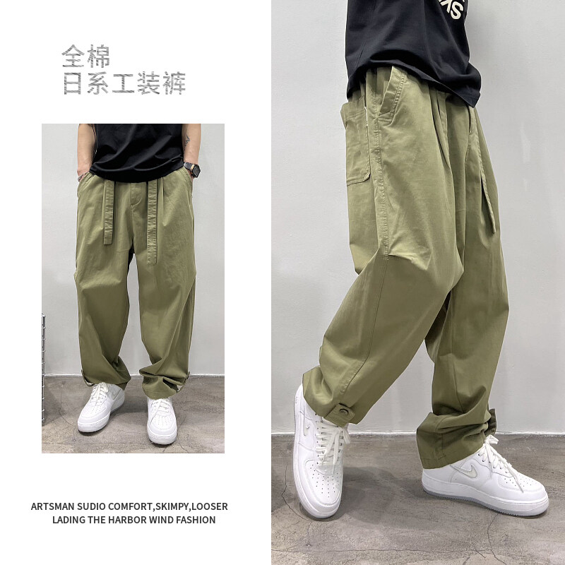 苗禾卫【嘻哈直筒 】休闲裤复古哈伦工装裤百搭全棉宽松潮流经典