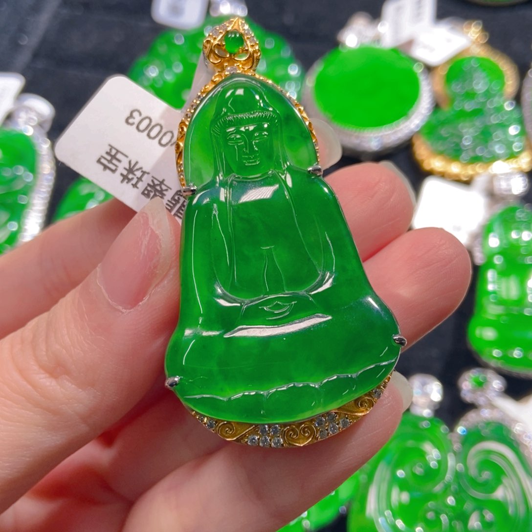 翡翠吊坠(不含链)银S925镶嵌