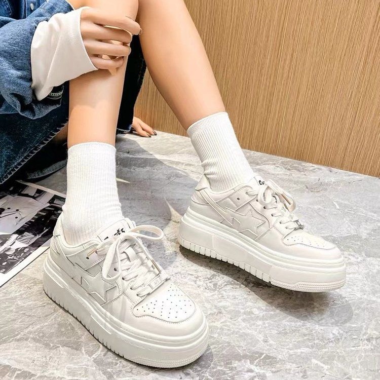 077国潮学生小白鞋子女夏季新款韩版ins潮厚底百搭星星休闲板鞋