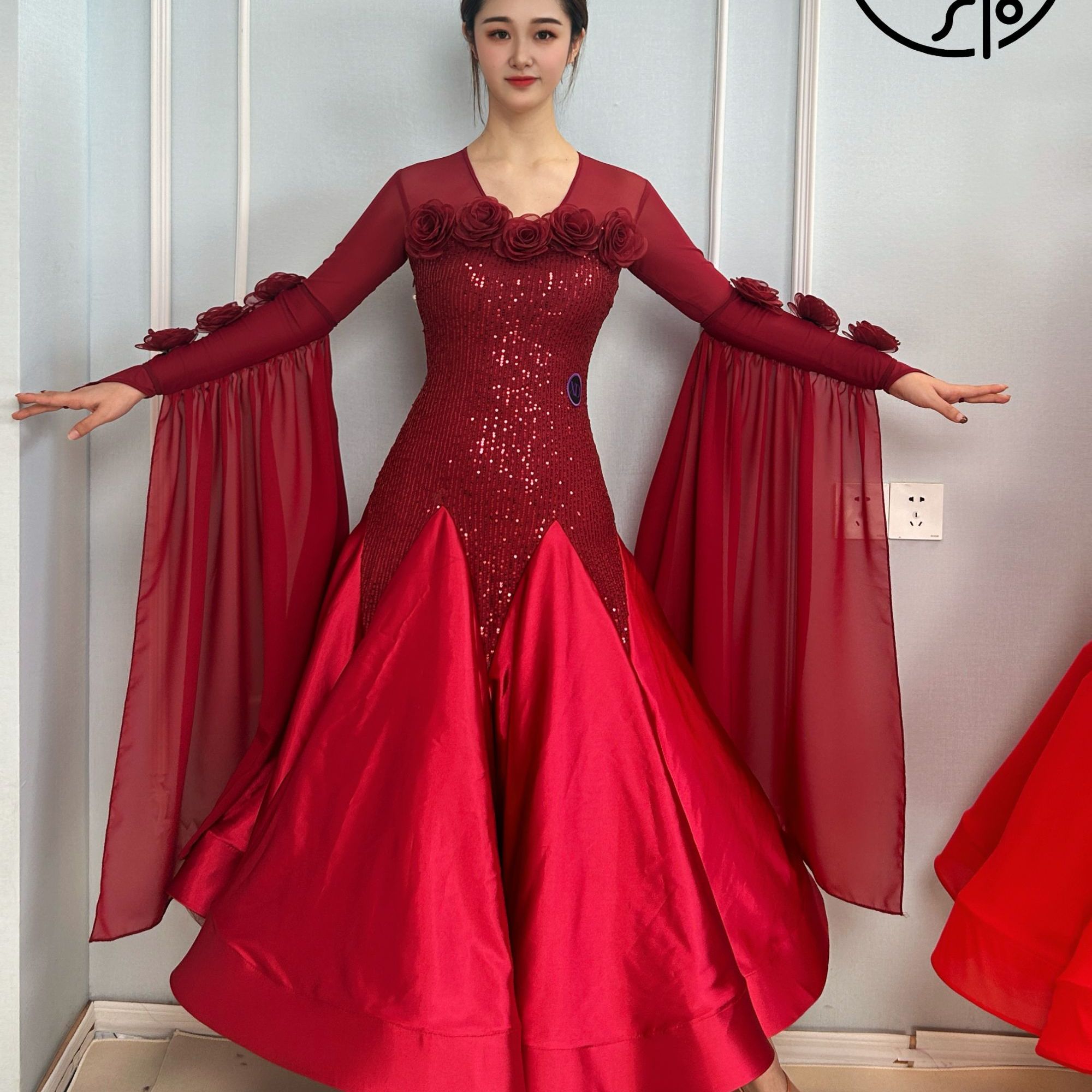 西朵舞服亮片重工高档显瘦摩登舞专业表演裙XD689