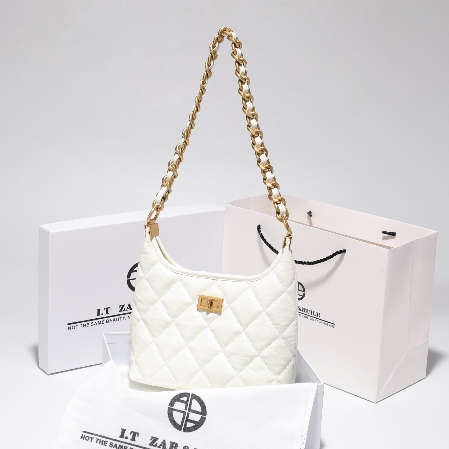 ZAR&RUILR/查瑞娜菱格包包女生日礼物时尚百搭斜挎包链条腋下包