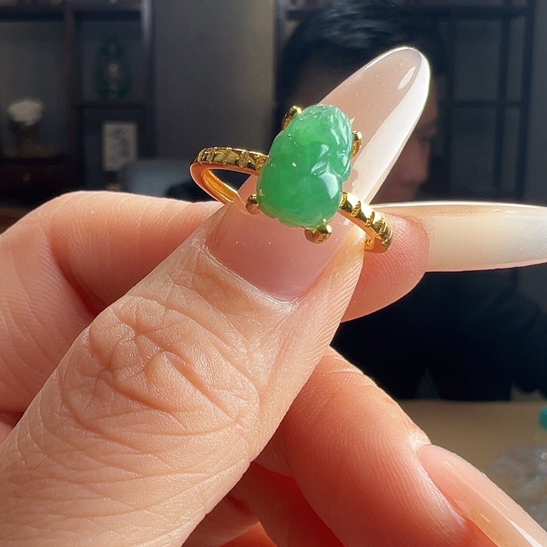 翡翠银S925镶嵌戒指戒指