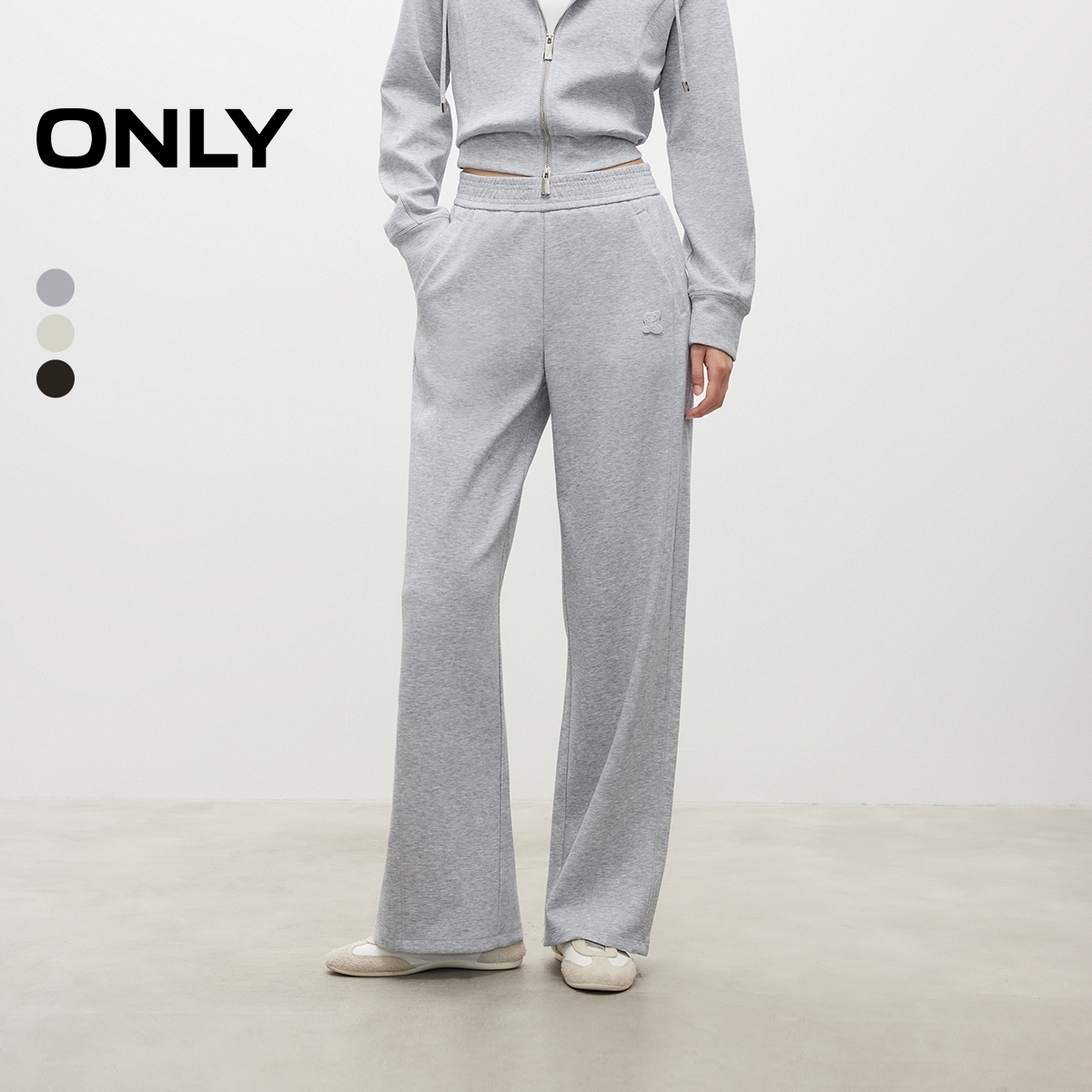 ONLY秋冬亲肤软糯显瘦斜裁运动休闲裤女拍照必备衣服|12541D006