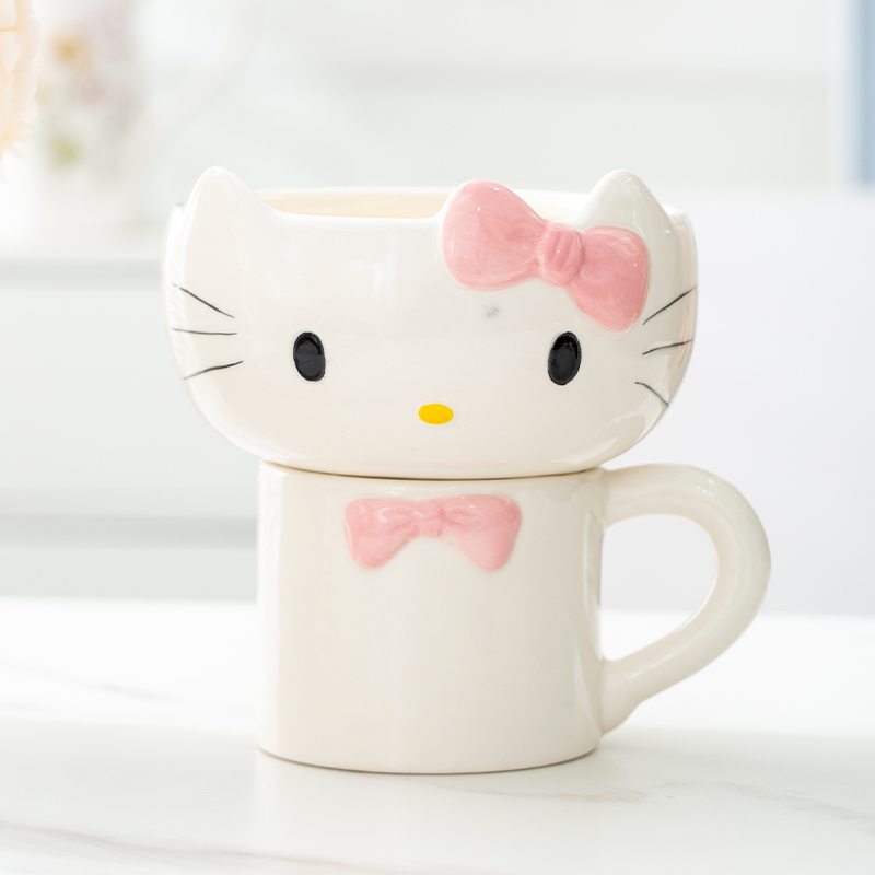 HelloKitty可爱餐具组合陶瓷防烫饭碗家用面汤碗少女心单人大容量