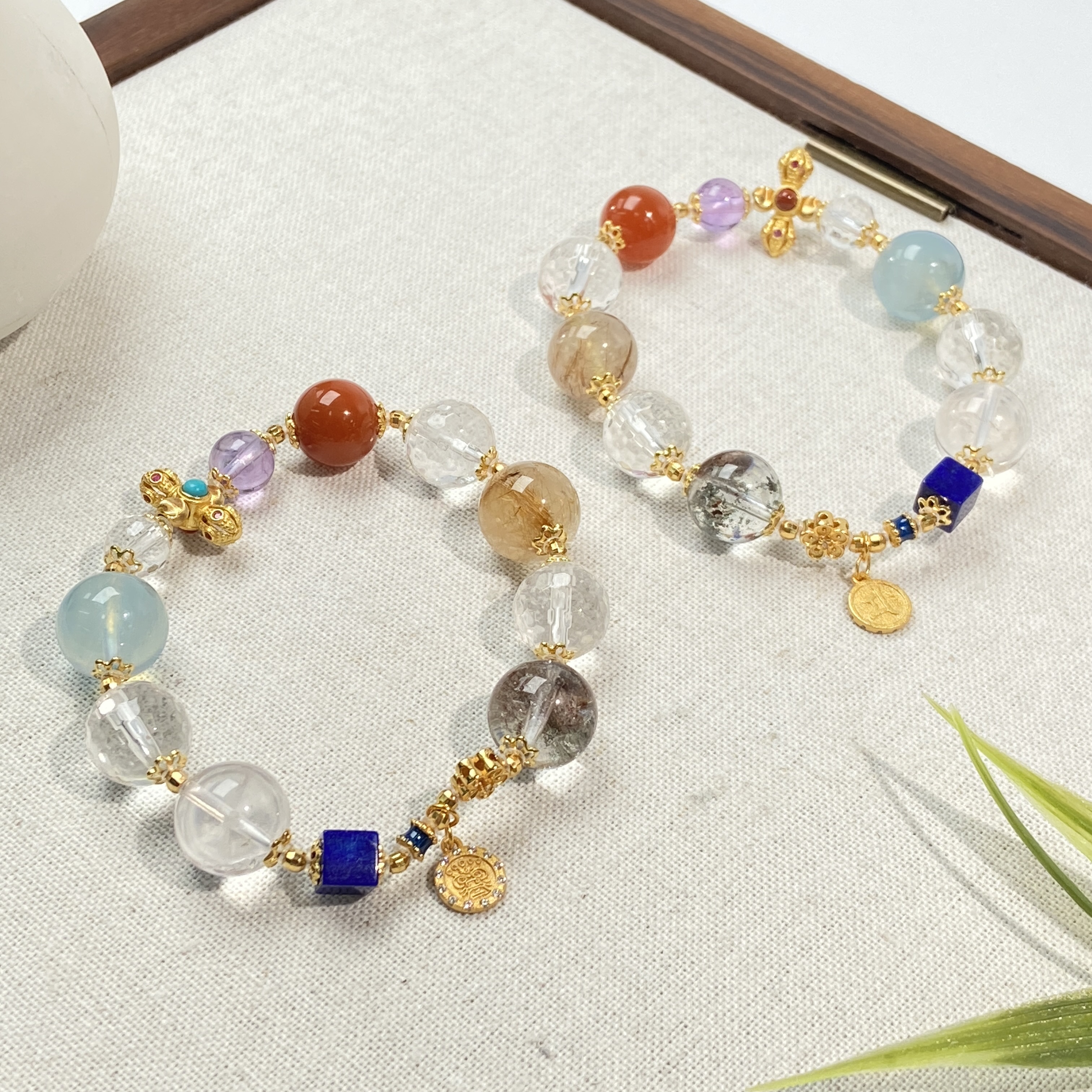 【星浩珠宝】金缀百宝-水晶diy手串3-10T150H331多样性发1件 7-12mm