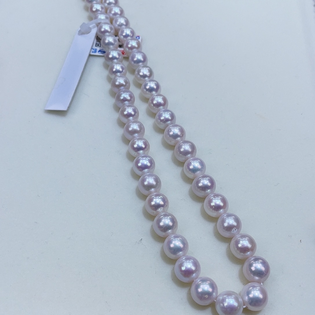 淡水珍珠颈饰银S925镶嵌9/10飒飒亮白透粉正圆