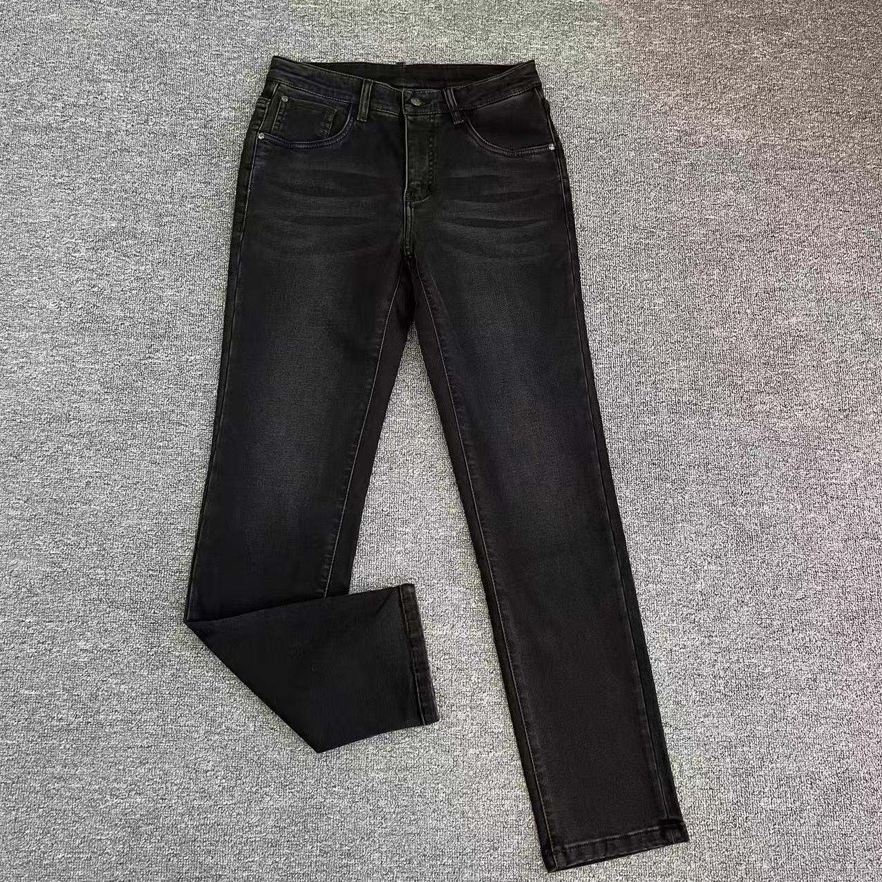 2025秋冬男士时尚弹力修身小脚印花洗水牛仔裤百搭欧货8204