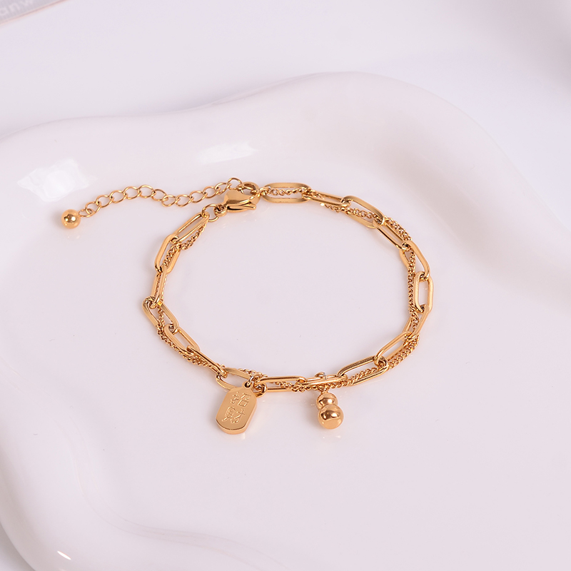 钛钢手链 不掉色！福禄葫芦手链女轻奢小众精致手饰品高级感百搭